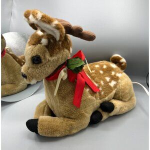 VTG Animated Sitting Reindeer Large 14" Plush Christmas Decor by Santa's Best